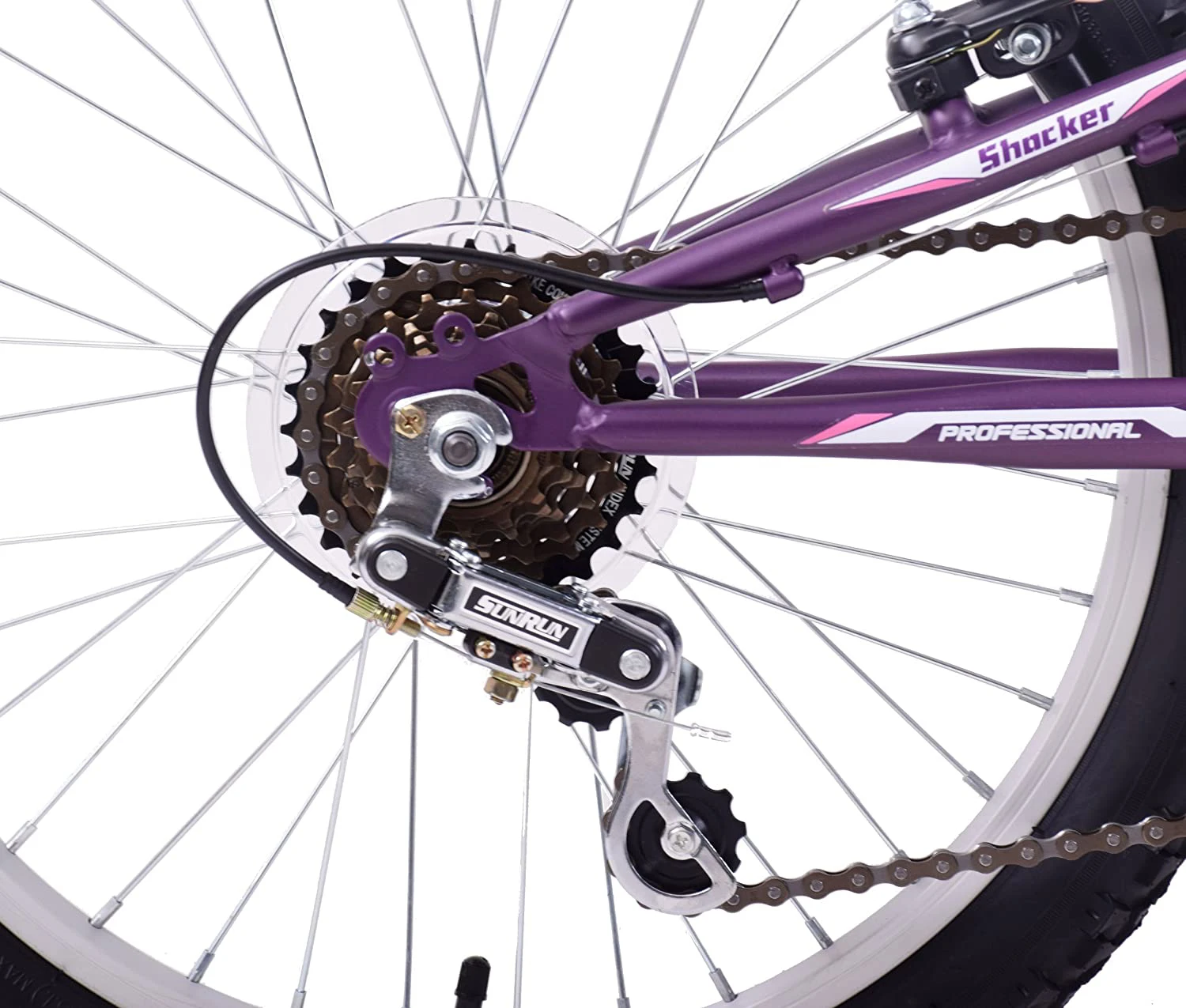 Professional Shocker 20 Inch Wheel Kids Mountain Bike Purple 7 Professional Shocker 20 Inch Wheel Kids Mountain Bike Purple - Image 5