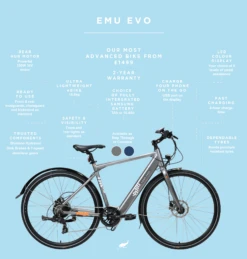 EMU Evo Step Through 700c Wheel Electric Bike Metallic Grey 19 EMU Evo Step Through 700c Wheel Electric Bike Metallic Grey -CycleKing Shop Emu Evo with bleed 4