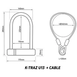 Zefal K-Traz U13 Shackle Lock And Cable 230mm -CycleKing Shop LK341b