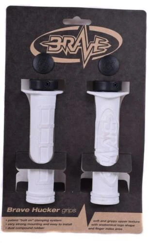 Brave Hucker Lock On Handlebar Grips Black/White 3 Brave Hucker Lock On Handlebar Grips Black/White